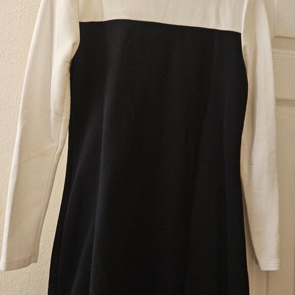 DKNY Chic Y2K Career black white long sleeve quarter zip colorblock dress M - Picture 8 of 9